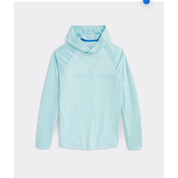 Vineyard Vines Pieced Palms Long-Sleeve Harbor Performance Hoodie Tee - Picture 1 of 4